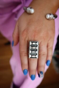 MOTHER OF PEARL GEOMETRIC RING