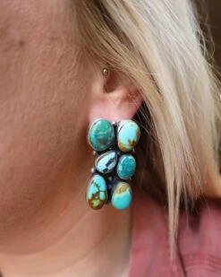 6 TURQUOISE CLUSTER POST EARRING -Steelers Style image f78923e0 75a4 44be 9a25 e94f88645db9