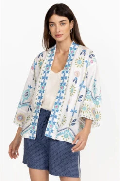 JOHNNY WAS ORIEL CROPPED LINEN KIMONO