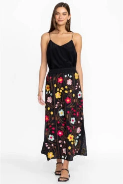 JOHNNY WAS JONI HIGH SLIT LINEN SKIRT