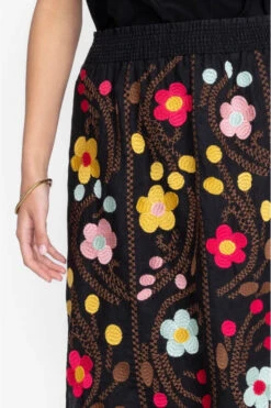 JOHNNY WAS JONI HIGH SLIT LINEN SKIRT -Steelers Style j71723 4 blk 5