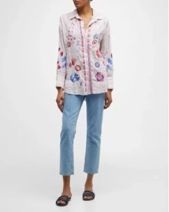 JOHNNY WAS PIPER RELAXED OVERSIZED BLOUSE -Steelers Style nm 4532483 100714 b