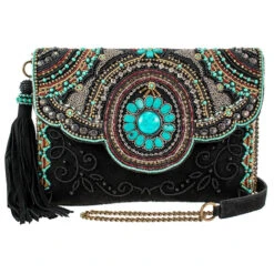 MARY FRANCES TURQUOISE JOURNEY HANDBAG