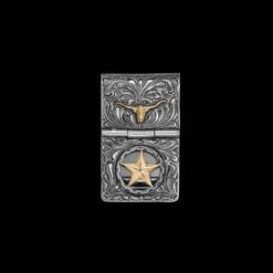 Steelers Style 6 VOGT STAR & LONGHORN WIDEHINGED MONEY CLIP