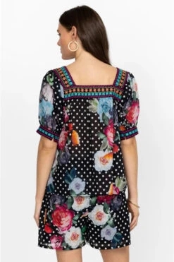 JOHNNY WAS POLKALONA SQUARE NECK BLOUSE -Steelers Style w18523 3 mti 4