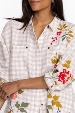 JOHNNY WAS ADELE GINGHAM POCKET BLOUSE -Steelers Style w41223 4 plaid 5