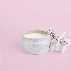 CAPRI BLUE Volcano White Mini Tin- 3 OZ -Steelers Style white printed mini tin candle volcano CB 535 VOL 3