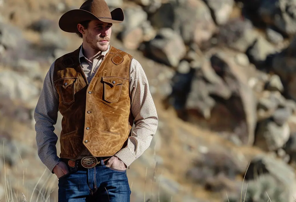 Steelers Style 1 Steelers Style -Steelers Style cowboy wearing a brown suede vest